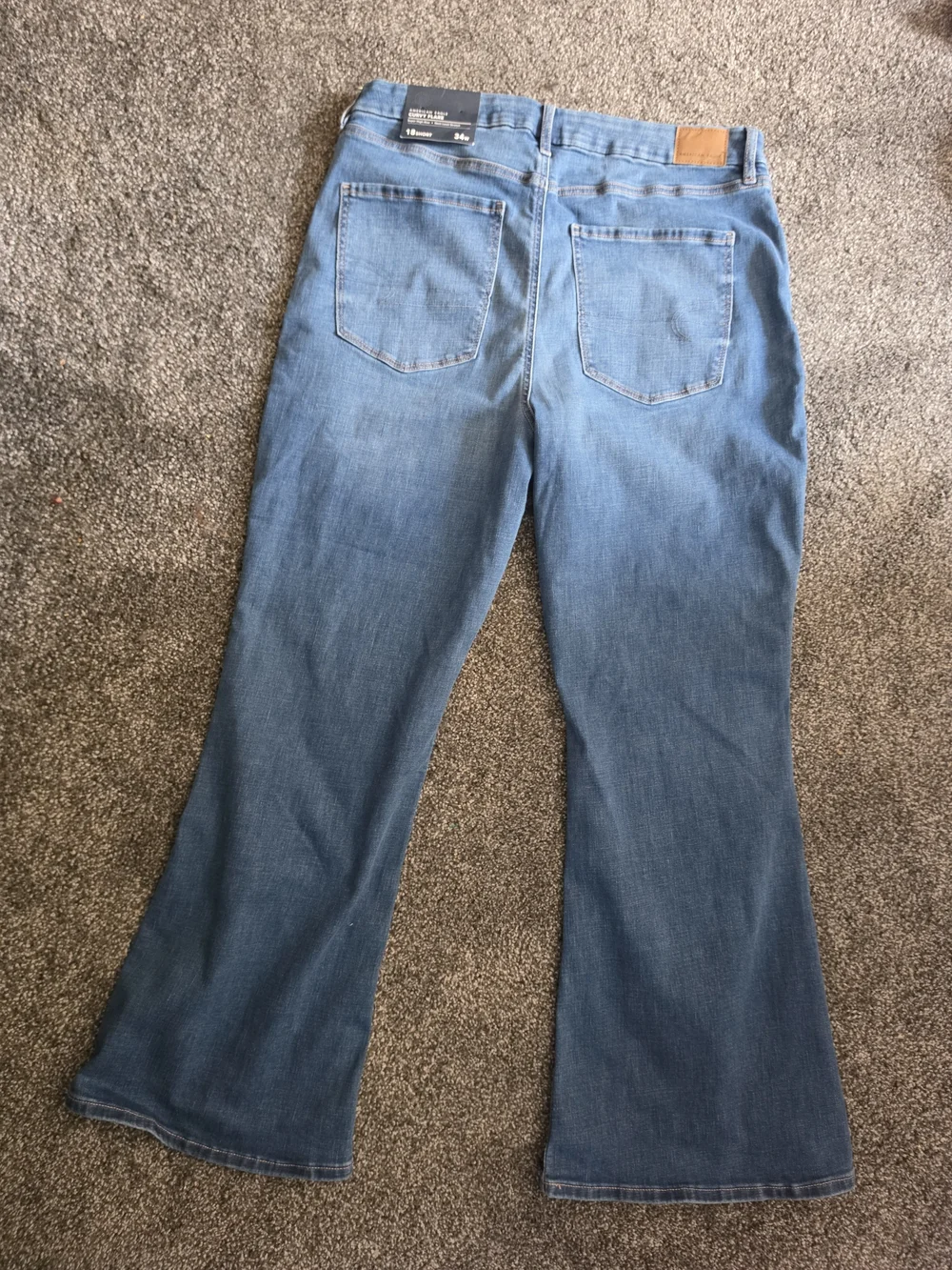American Eagle Outfitters Curvy Super High-Waisted Flare Jeans Blue Waist 34W x